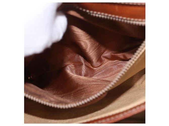 Céline Borsa CELINE Macadam Canvas PVC Pelle Marrone Oro Auth 186847 D'oro - vista 26