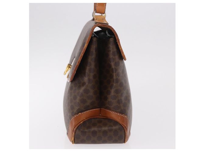 Céline Borsa CELINE Macadam Canvas PVC Pelle Marrone Oro Auth 186847 D'oro - vista 3