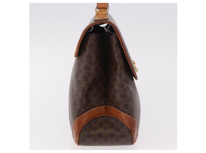 Céline Borsa CELINE Macadam Canvas PVC Pelle Marrone Oro Auth 186847 D'oro - vista 4