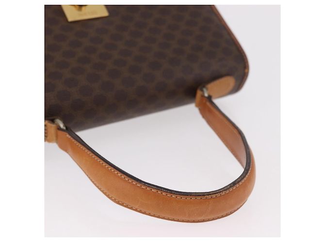 Céline Borsa CELINE Macadam Canvas PVC Pelle Marrone Oro Auth 186847 D'oro - vista 7