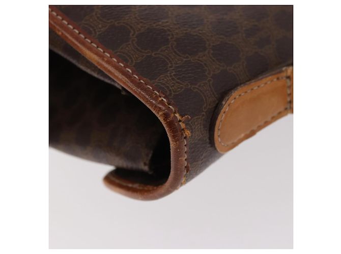 Céline Borsa CELINE Macadam Canvas PVC Pelle Marrone Oro Auth 186847 D'oro - vista 8