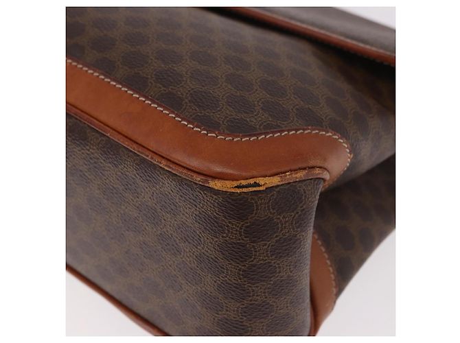 Céline Borsa CELINE Macadam Canvas PVC Pelle Marrone Oro Auth 186847 D'oro - vista 9
