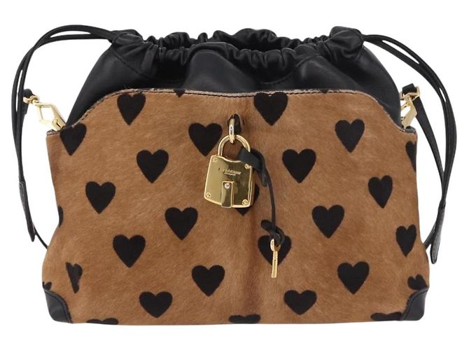 Borsa a tracolla BURBERRY in pelle Harako Marrone Oro Autentica 187618A - vista 13
