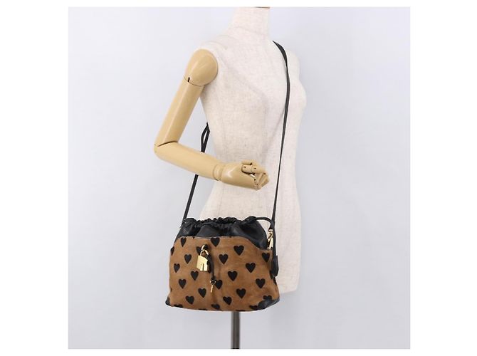 Borsa a tracolla BURBERRY in pelle Harako Marrone Oro Autentica 187618A - vista 25