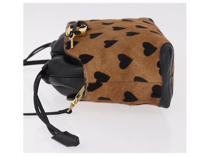 Borsa a tracolla BURBERRY in pelle Harako Marrone Oro Autentica 187618A - vista 5