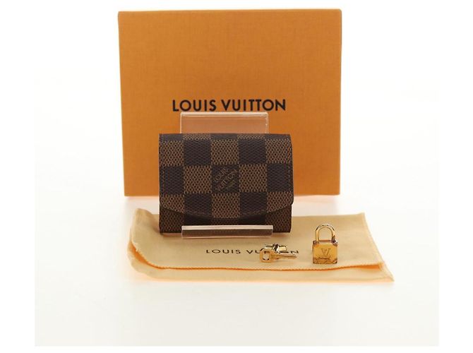 LOUIS VUITTON Damier Ebene Gemelli Gold Tone LV Auth 184847V - vista 36