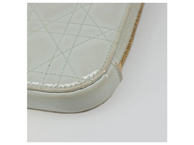 Borsa a tracolla e pochette per telefono Christian Dior Cannage in vernice azzurro chiaro e oro Auth 185556 D'oro Blu chiaro - vista 12