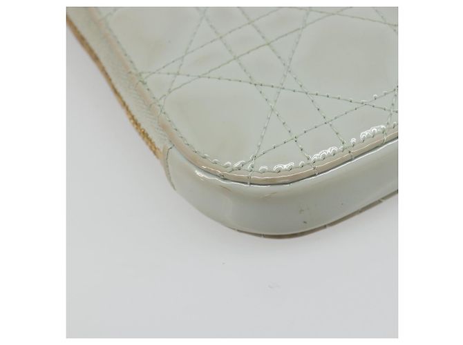 Borsa a tracolla e pochette per telefono Christian Dior Cannage in vernice azzurro chiaro e oro Auth 185556 D'oro Blu chiaro - vista 13