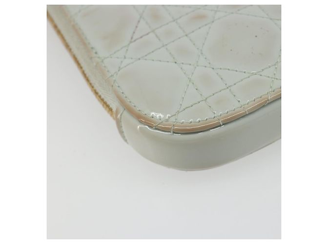 Borsa a tracolla e pochette per telefono Christian Dior Cannage in vernice azzurro chiaro e oro Auth 185556 D'oro Blu chiaro - vista 15