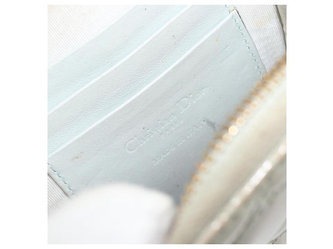 Borsa a tracolla e pochette per telefono Christian Dior Cannage in vernice azzurro chiaro e oro Auth 185556 D'oro Blu chiaro - vista 19