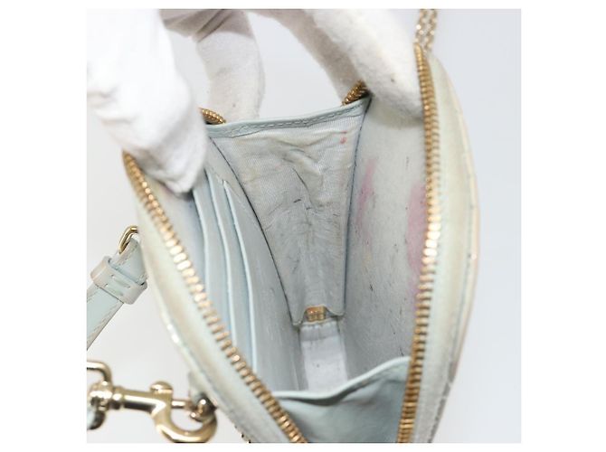 Borsa a tracolla e pochette per telefono Christian Dior Cannage in vernice azzurro chiaro e oro Auth 185556 D'oro Blu chiaro - vista 21