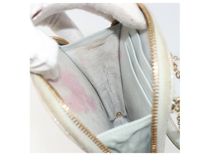 Borsa a tracolla e pochette per telefono Christian Dior Cannage in vernice azzurro chiaro e oro Auth 185556 D'oro Blu chiaro - vista 22