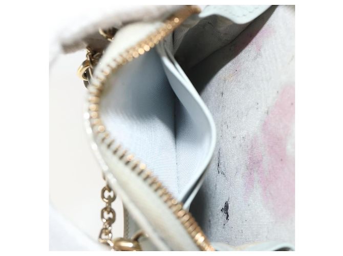 Borsa a tracolla e pochette per telefono Christian Dior Cannage in vernice azzurro chiaro e oro Auth 185556 D'oro Blu chiaro - vista 23