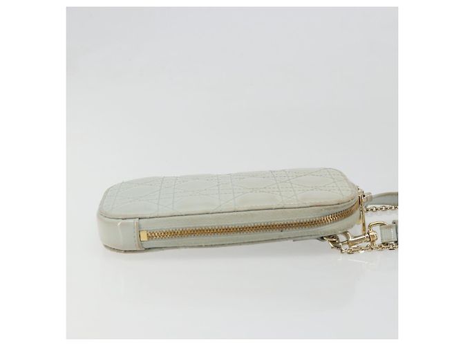 Borsa a tracolla e pochette per telefono Christian Dior Cannage in vernice azzurro chiaro e oro Auth 185556 D'oro Blu chiaro - vista 4