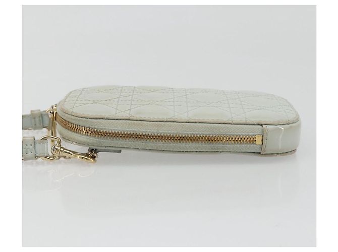 Borsa a tracolla e pochette per telefono Christian Dior Cannage in vernice azzurro chiaro e oro Auth 185556 D'oro Blu chiaro - vista 5