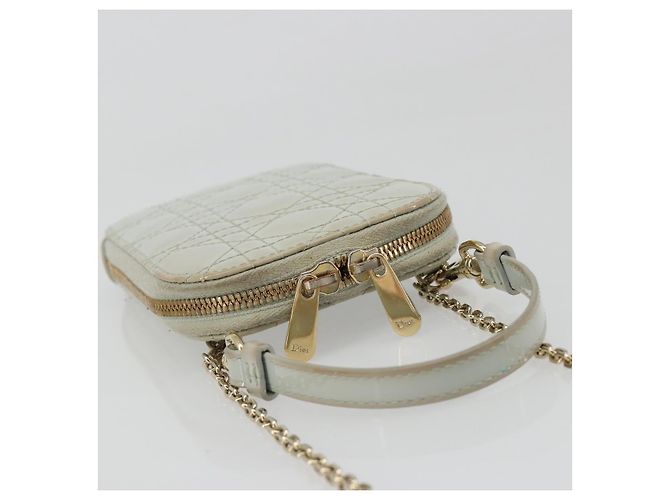 Borsa a tracolla e pochette per telefono Christian Dior Cannage in vernice azzurro chiaro e oro Auth 185556 D'oro Blu chiaro - vista 6
