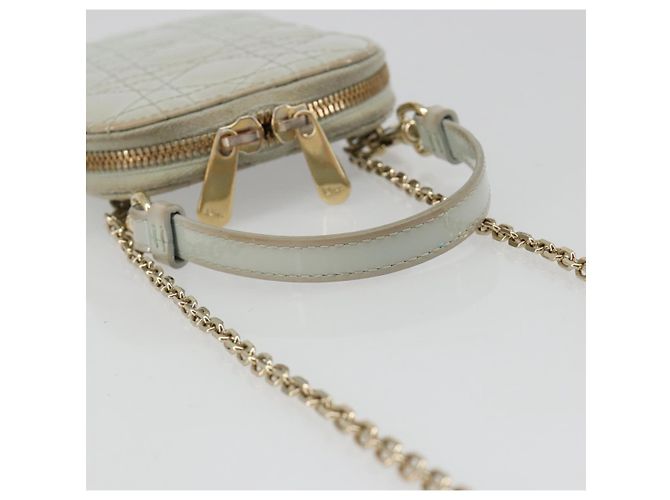 Borsa a tracolla e pochette per telefono Christian Dior Cannage in vernice azzurro chiaro e oro Auth 185556 D'oro Blu chiaro - vista 7