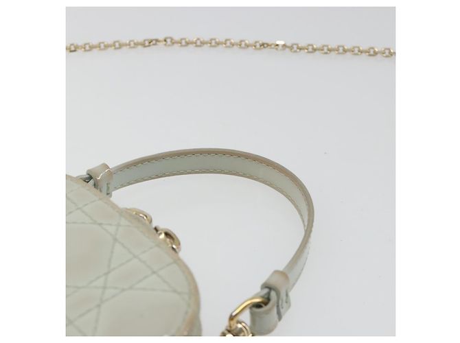 Borsa a tracolla e pochette per telefono Christian Dior Cannage in vernice azzurro chiaro e oro Auth 185556 D'oro Blu chiaro - vista 8