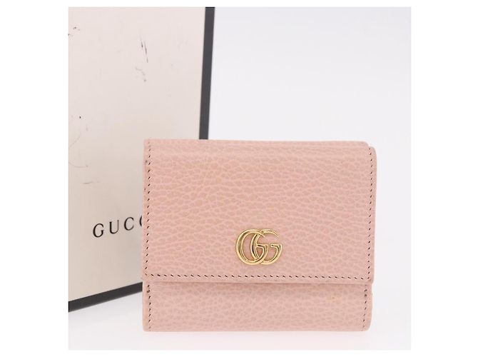 Portafoglio GUCCI GG Marmont in Pelle Rosa Oro 524672 Auth 186349M - vista 12
