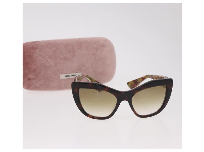 Gafas de sol Miu Miu de plástico Marrón Auth 186352M Castaño - vista 12