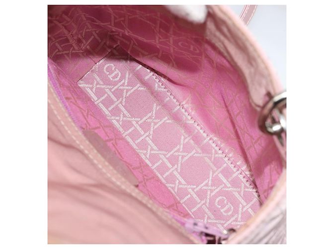 Bolsa Christian Dior Lady Dior Cannage em nylon com alça de plástico 2way Auth am11890A Prata Rosa - vista 10