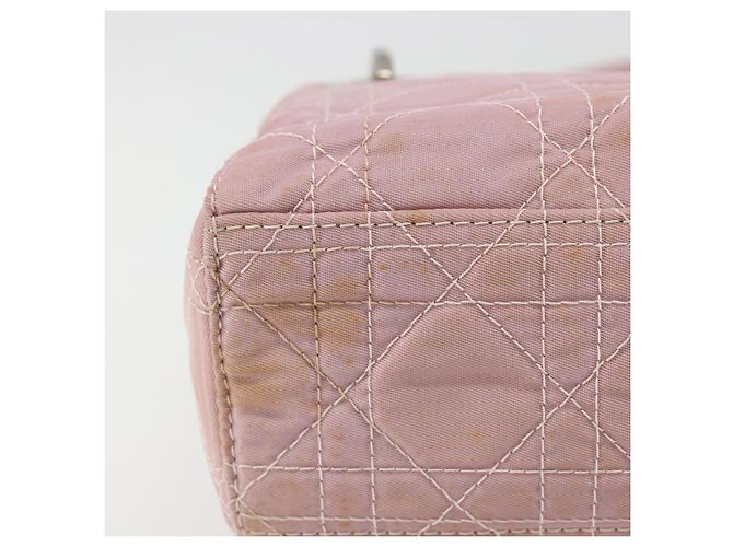 Bolsa Christian Dior Lady Dior Cannage em nylon com alça de plástico 2way Auth am11890A Prata Rosa - vista 16