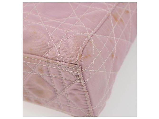 Bolsa Christian Dior Lady Dior Cannage em nylon com alça de plástico 2way Auth am11890A Prata Rosa - vista 17