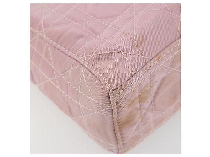 Bolsa Christian Dior Lady Dior Cannage em nylon com alça de plástico 2way Auth am11890A Prata Rosa - vista 18
