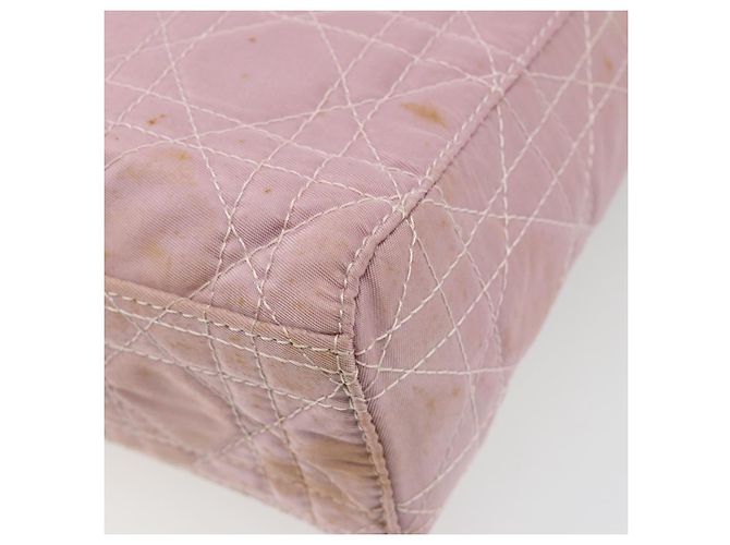 Bolsa Christian Dior Lady Dior Cannage em nylon com alça de plástico 2way Auth am11890A Prata Rosa - vista 19