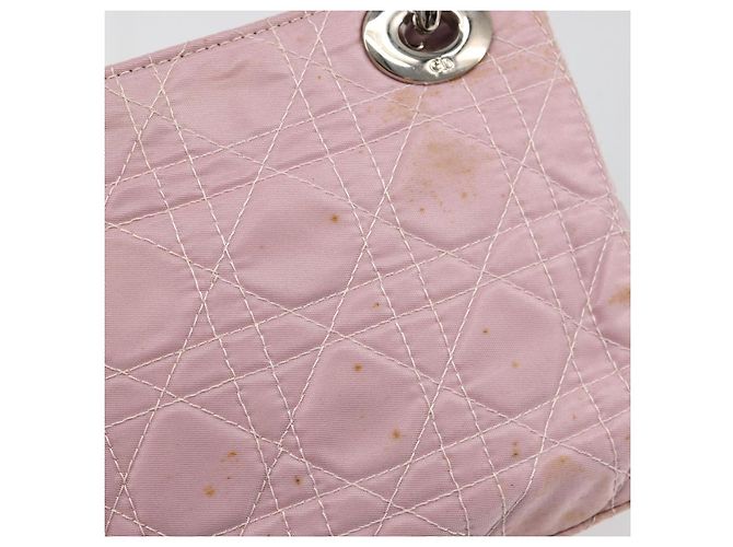 Bolsa Christian Dior Lady Dior Cannage em nylon com alça de plástico 2way Auth am11890A Prata Rosa - vista 21