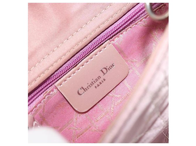 Bolsa Christian Dior Lady Dior Cannage em nylon com alça de plástico 2way Auth am11890A Prata Rosa - vista 23