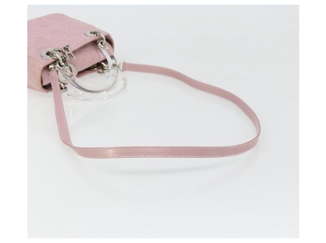 Bolsa Christian Dior Lady Dior Cannage em nylon com alça de plástico 2way Auth am11890A Prata Rosa - vista 9