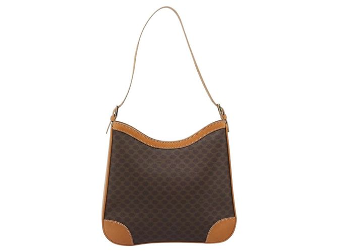 Céline Borsa a Spalla CELINE Macadam Canvas PVC Pelle Marrone Oro Auth 187649V D'oro - vista 13