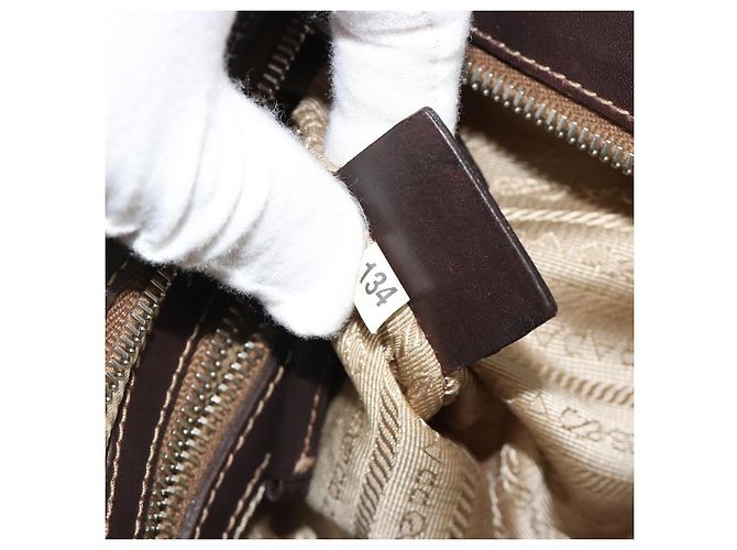 Borsa a tracolla PRADA Tela Beige Argento Auth ka4823 - vista 12