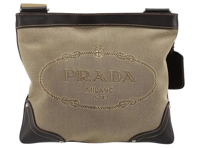 Borsa a tracolla PRADA Tela Beige Argento Auth ka4823 - vista 13