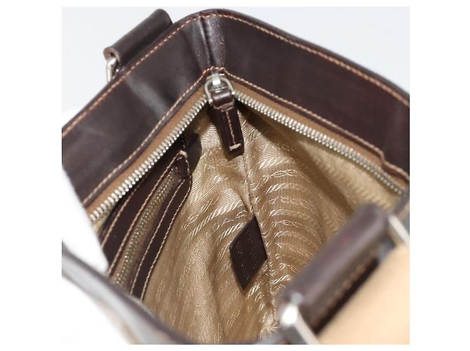 Borsa a tracolla PRADA Tela Beige Argento Auth ka4823 - vista 21