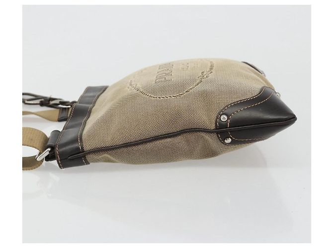 Borsa a tracolla PRADA Tela Beige Argento Auth ka4823 - vista 4