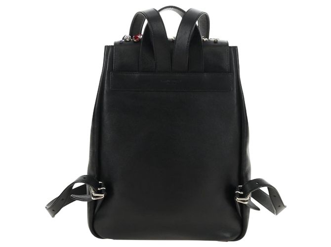 SAINT LAURENT Backpack Leather Black Silver Auth 185905SM Silvery - view 2