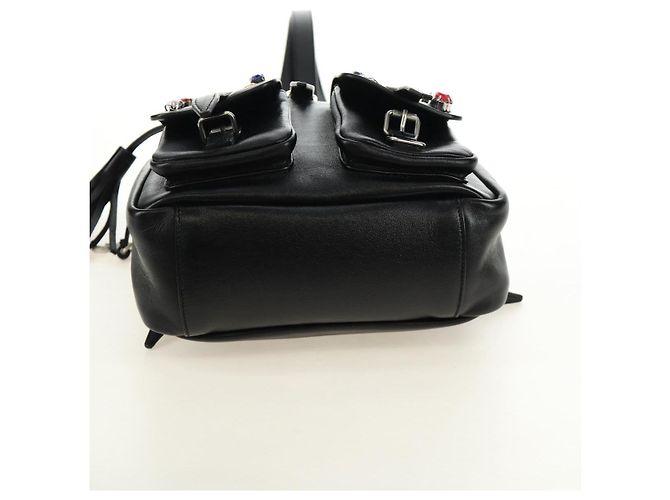 SAINT LAURENT Backpack Leather Black Silver Auth 185905SM Silvery - view 5