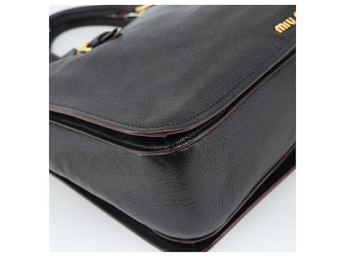 Borsa Miu Miu Madras in Pelle 2way Nera Oro Auth 187556A Nero D'oro - vista 18