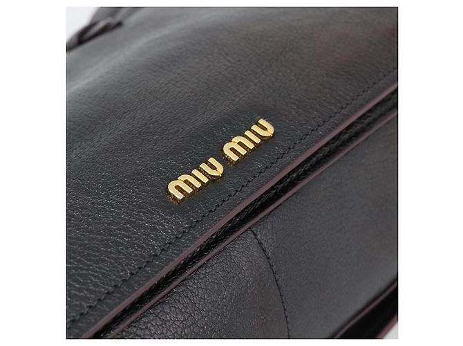 Borsa Miu Miu Madras in Pelle 2way Nera Oro Auth 187556A Nero D'oro - vista 19