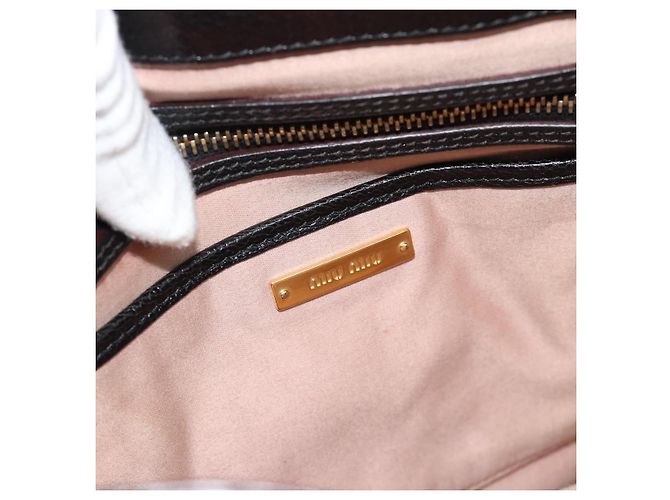 Borsa Miu Miu Madras in Pelle 2way Nera Oro Auth 187556A Nero D'oro - vista 20