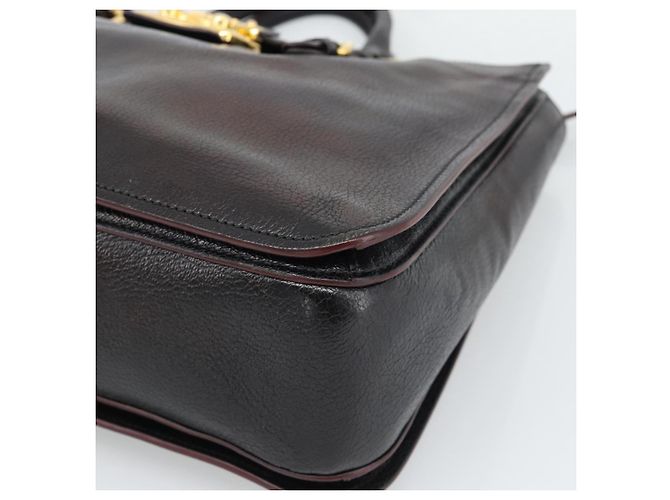 Borsa Miu Miu Madras in Pelle 2way Nera Oro Auth 187556A Nero D'oro - vista 9