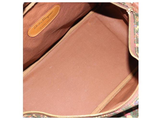 Borsa a tracolla Salvatore Ferragamo in tela verde e oro Auth BA13340A D'oro - vista 11