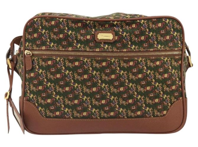 Borsa a tracolla Salvatore Ferragamo in tela verde e oro Auth BA13340A D'oro - vista 13