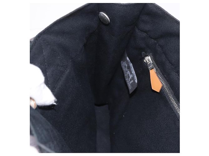 Hermès Borsa HERMES Fourre Tout PM in cotone Nero Argento Auth 187747A - vista 18