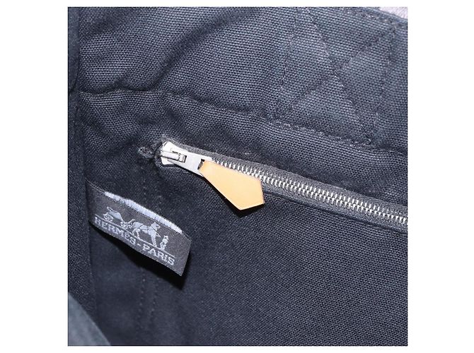 Hermès Borsa HERMES Fourre Tout PM in cotone Nero Argento Auth 187747A - vista 19