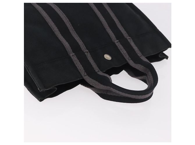 Hermès Borsa HERMES Fourre Tout PM in cotone Nero Argento Auth 187747A - vista 6