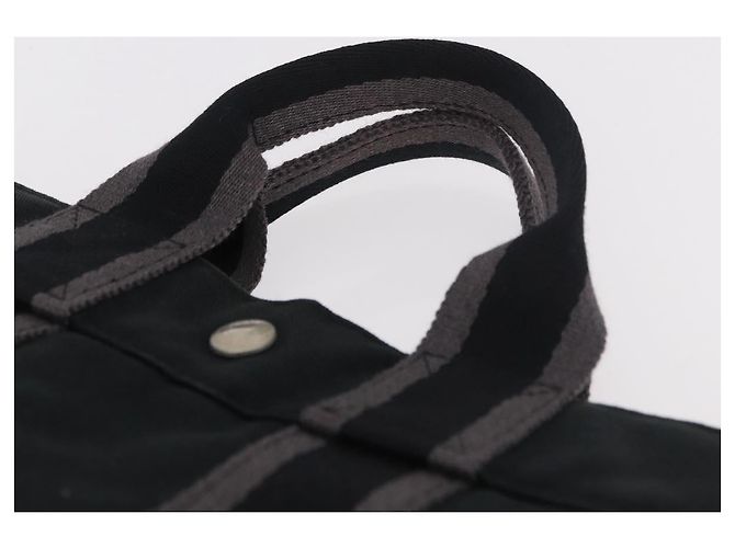 Hermès Borsa HERMES Fourre Tout PM in cotone Nero Argento Auth 187747A - vista 8