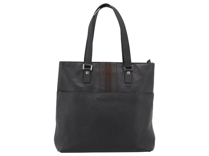 Salvatore Ferragamo Tote Bag Leder Schwarz Silber Auth ka4781 - Ansicht 13